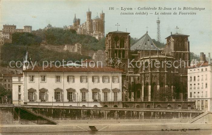 Lyon 69 Rhone Cathedrale St Jean et la Bibliotheque Le coteau de Fourviere