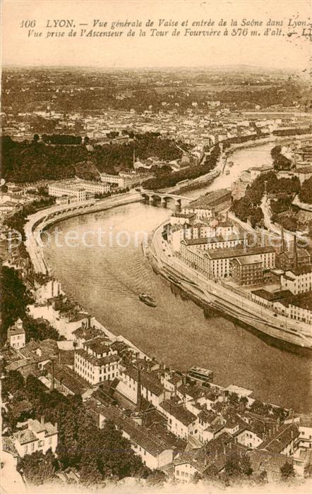 Lyon 69 Rhone Vue Generale de Vaise la Saône vue prise de l Ascenceur de la Tour