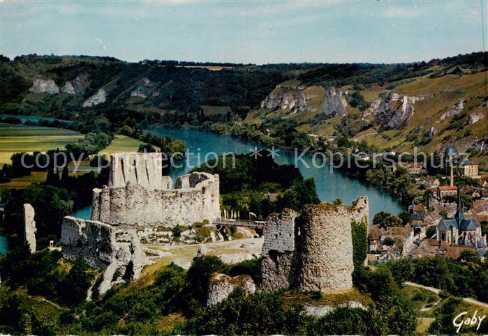 Les Andelys Chateau Gaillard 12e siècle et la Seine vue aérienne