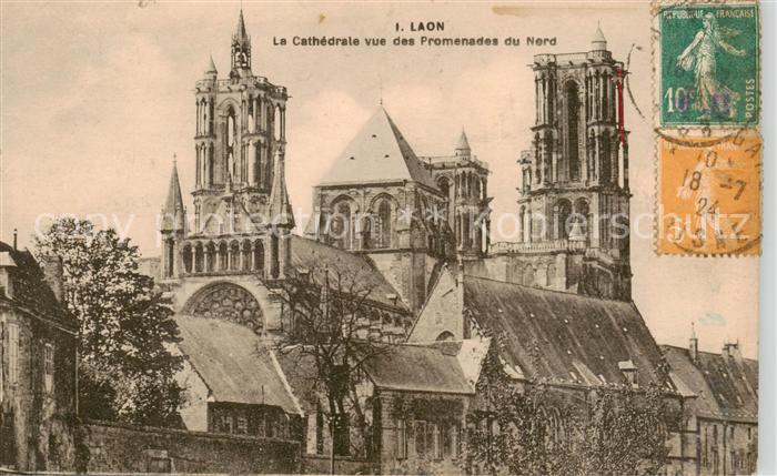 Laon 02 Aisne La Cathedrale vue des Promenades du Nord