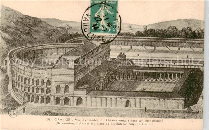 Orange 84 Vue d’ensemble du Theatre antique dans son etat primitif