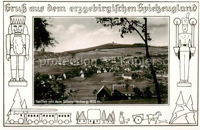 Seiffen Erzgebirge Panorama mit Schwartenberg Spielzeug Werbeschau