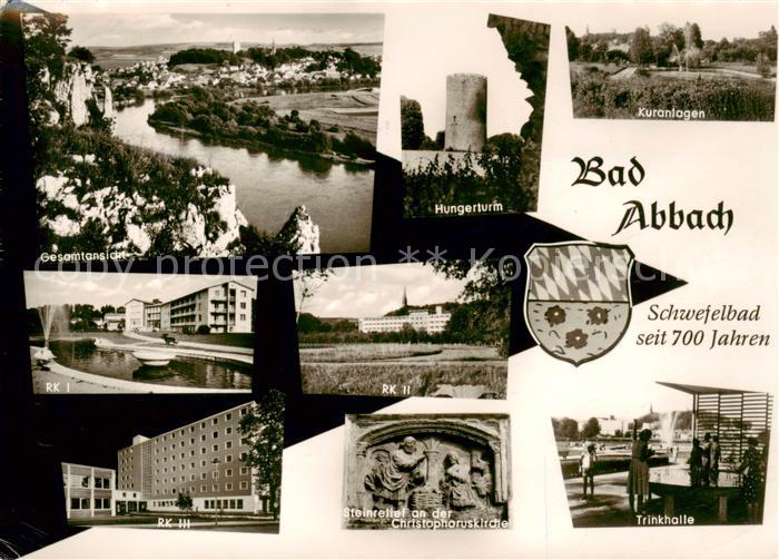 Bad Abbach Panorama Hungerturm Kuranlagen RK I und II RK III Steinrelief an der