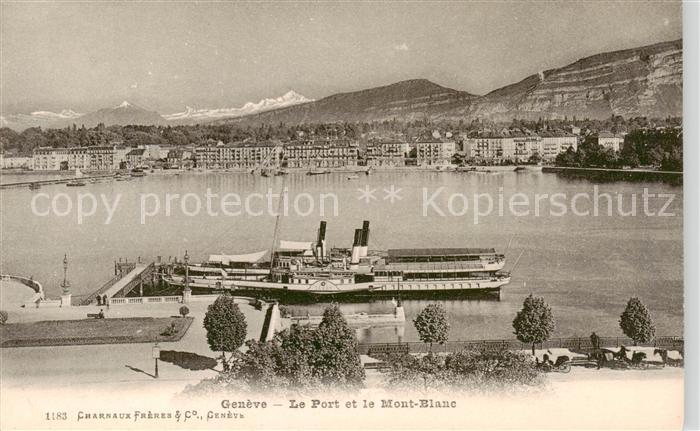 Schiffe Binnenschifffahrt Geneve le port et le mont blanc