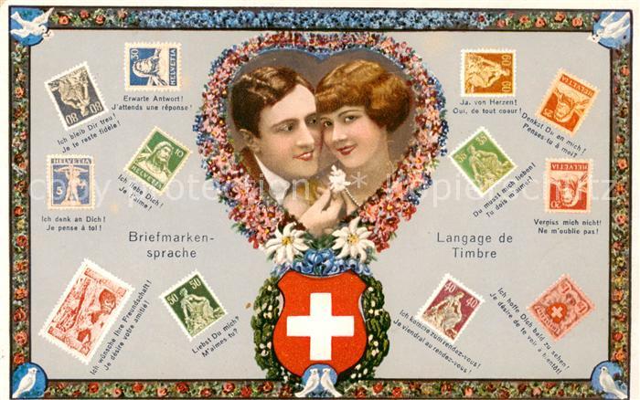 Chronik-AK Briefmarken Sprache
