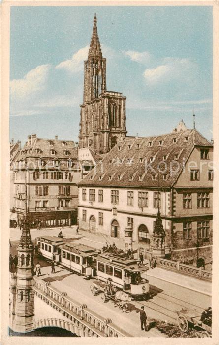 Eisenbahn Railway Chemin de Fer Strasbourg Le pont du corbeau La Cathedrale