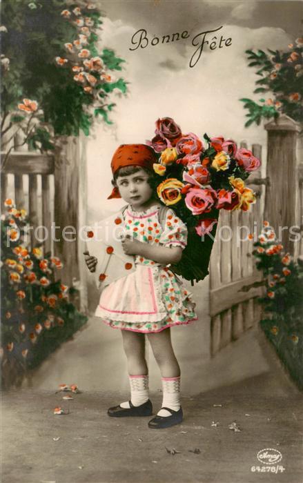 Foto Amag Nr. 64276/4 Bonne fête Kind Rosen