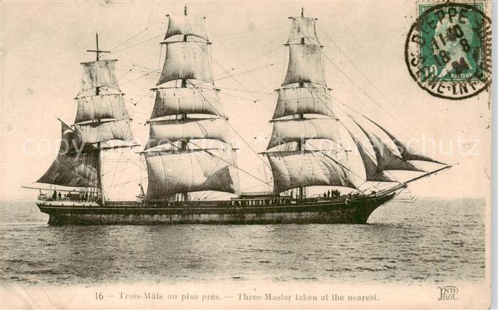 Schiffe Ships Navires Trois Mâls au plus près