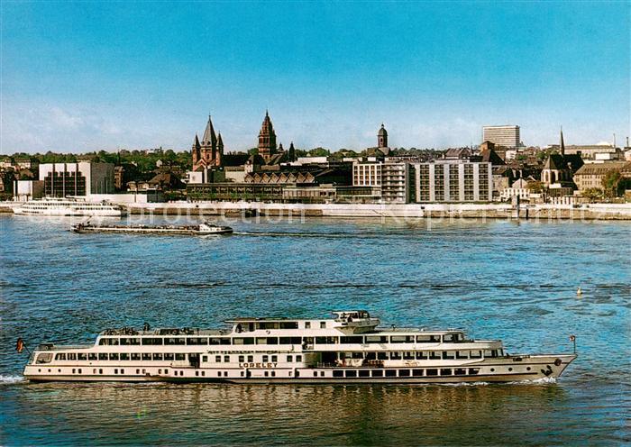 Schiffe Binnenschifffahrt Mainz am Rhein Rathaus Dom