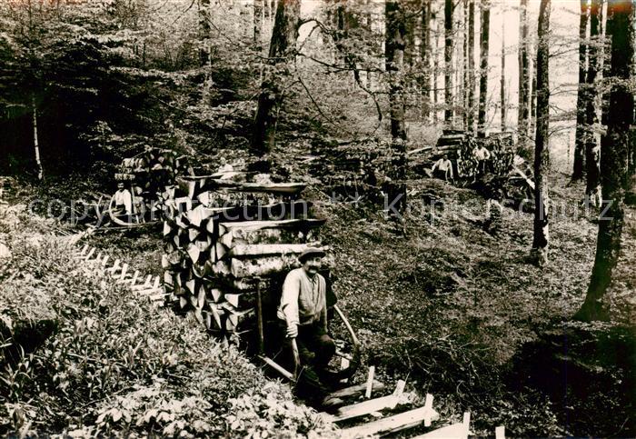 Waldarbeit Vosges Le schlittage du bois