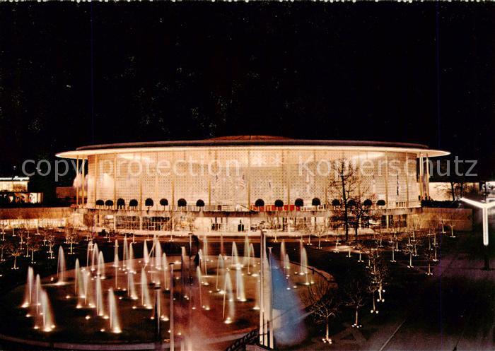 Exposition Universelle Bruxelles 1958 Der Pavillon von U.S.A bei Nacht