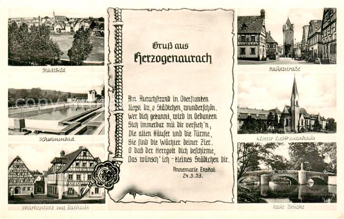 Herzogenaurach Stadtbild Schwimmbad Marktplatz Rathaus Hauptstrasse Kloster Lieb