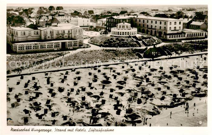 Wangerooge Wangeroog Nordseebad Strand mit Hotels Fliegeraufnahme