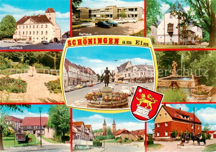 Schoeningen Rathaus Schlosshotel Wallgarten Springbrunnen Altenheimstiftung Mark