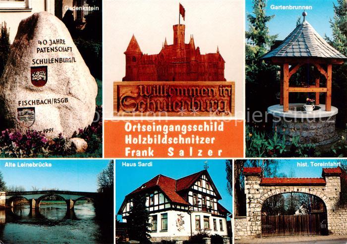 Schulenburg Leine Gedenkstein Ortseingangsschild Gartenbrunnen Alte Leinebruecke