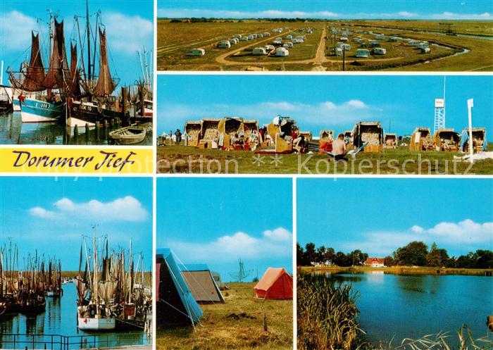 Dorumer Tief Fischerhafen Panorama Strandkoerbe Zeltplatz Teich