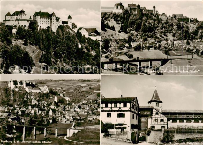 Harburg Schwaben Harburg Burg Romantische Strasse Burgtor mit Fallgitter