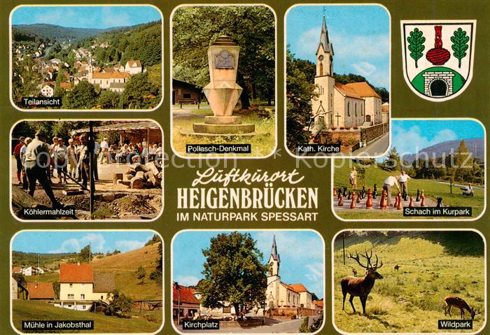 Heigenbruecken Panorama Koehlermahlzeit Pollasch Denkmal kath Kirche Schach im K