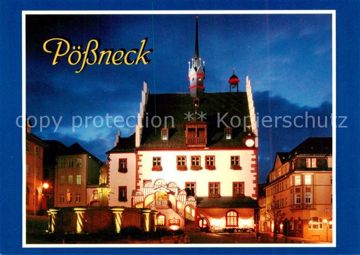 Poessneck Marktansicht mit Rathaus