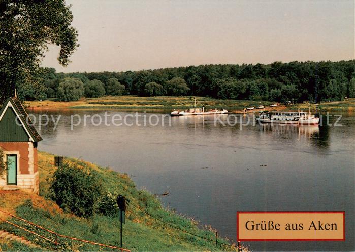 Aken Elbe Pegelhaeuschen Faehre MS Tourist