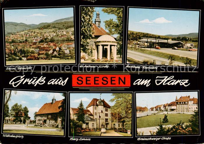 Seesen Harz Panorama St Andreas Kirche Autobahn Raststaette Wilhelmsplatz Burg S