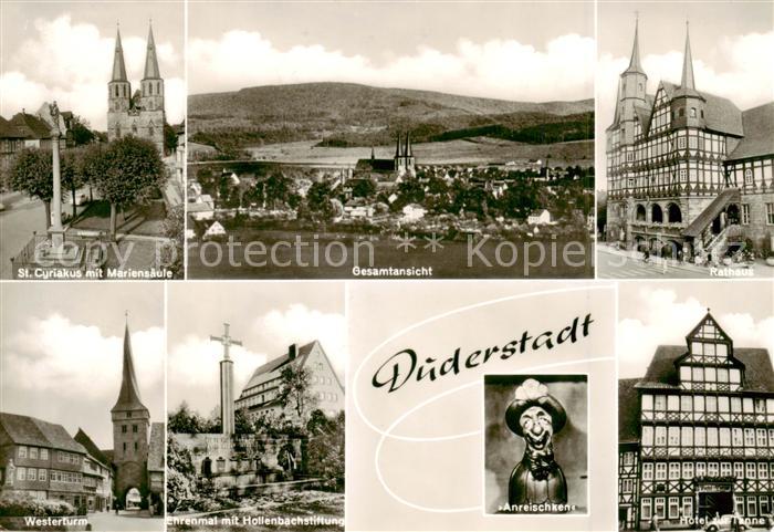 Duderstadt Niedersachsen St Cyriakuskirche Mariensaeule Panorama Rathaus Westert