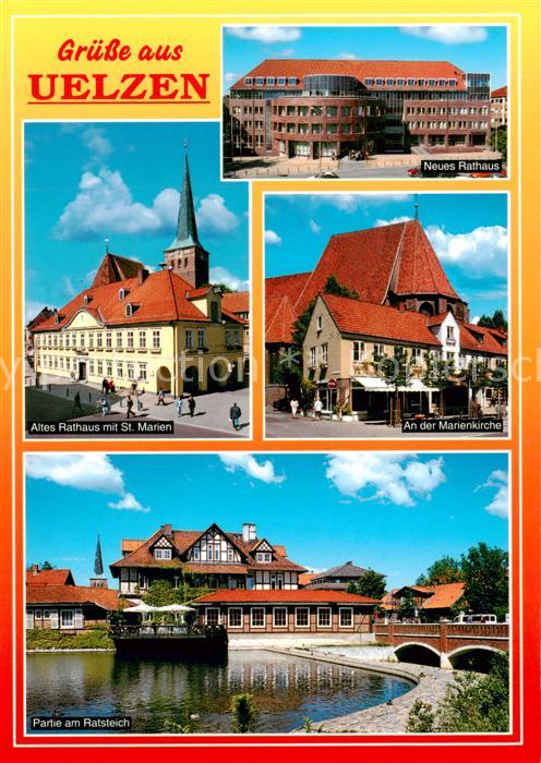 Uelzen Lueneburger Heide Altes Rathaus mit St Marien Neues Rathaus An der Marien