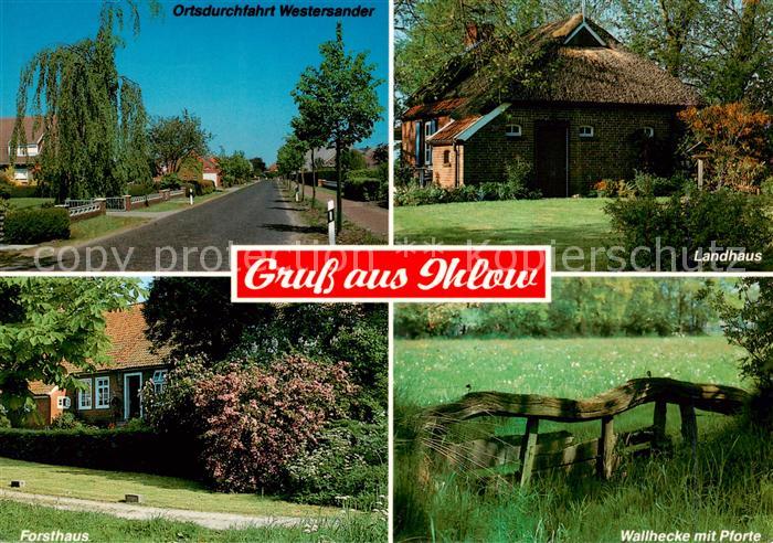 Ihlow Ostfriesland Ortsdurchfahrt Landhaus Forsthaus Wallhecke mit Pforte