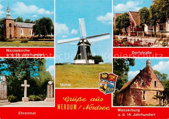 Werdum Nicolaikirche Muehle Dorfstrasse Ehrenmal Wasserburg