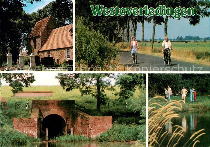 Westoverledingen Kirche Grosswolde Sieltor in Esklum Radwanderer an der Ems Am A