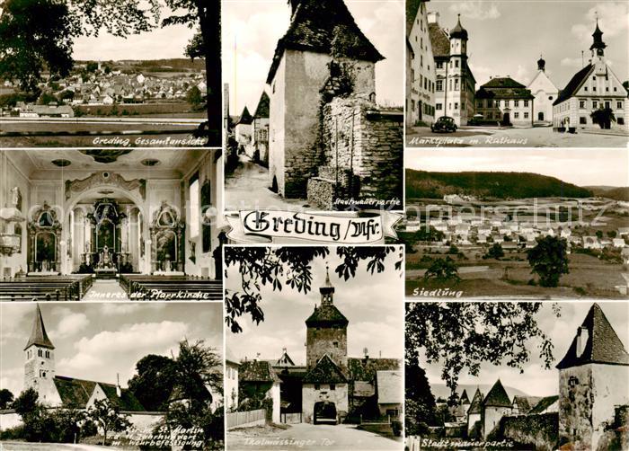Greding Panorama Pfarrkirche Inneres St Martin Stadtmauerpartie Marktplatz Ratha