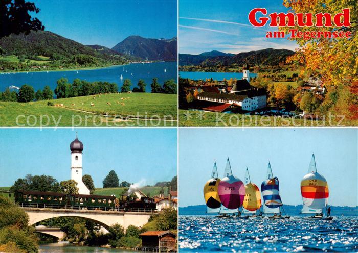 Gmund Tegernsee Panorama Blick zum Wallberg Historischer Dampfzug Tegernseebahn