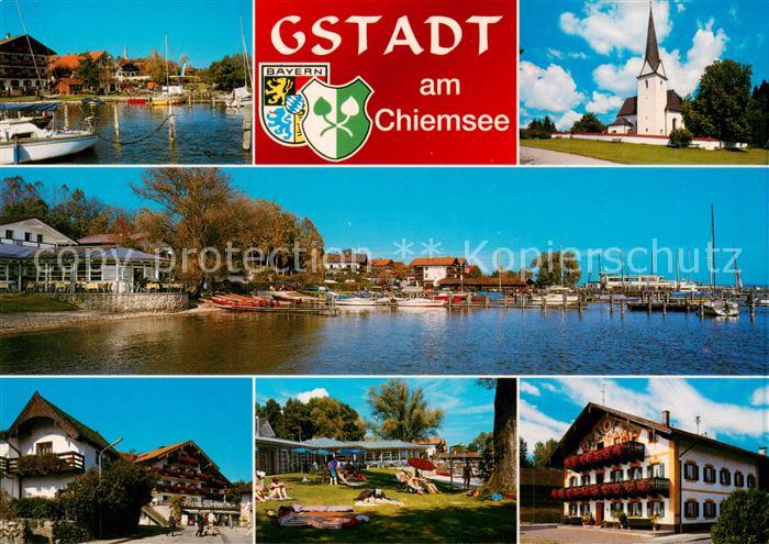 Gstadt Chiemsee Bootshafen Kirche Hotels Liegewiese