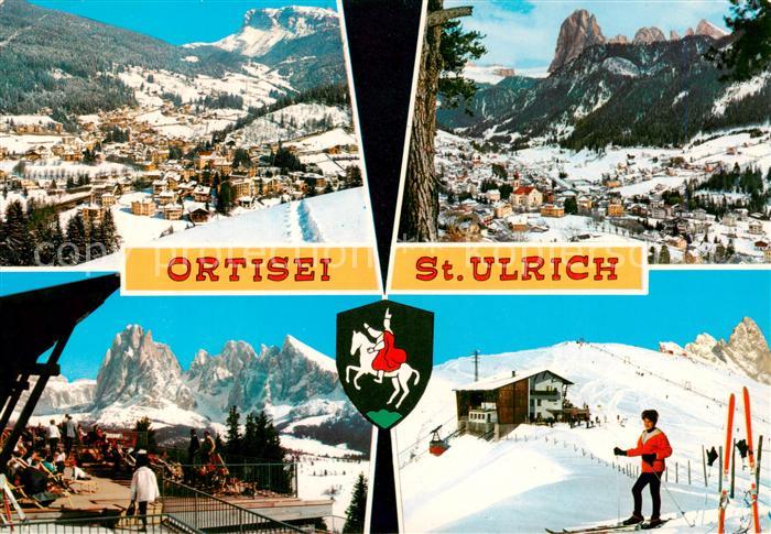 Ortisei St Ulrich Groednertal IT Winterpanorama Skigebiet Dolomiten Berghaus Son
