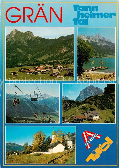 Graen Tannheimertal Tirol AT Panorama Sessellift Seepartie Gasthof Kirche