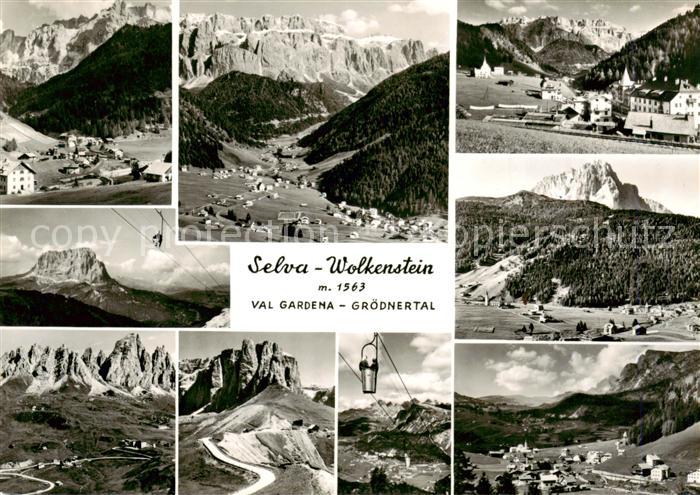 Selva Gardena Wolkenstein Dolomiti IT Teilansichten Gondelbahn Groednertal