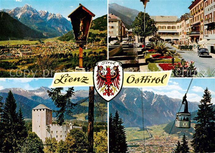 Lienz  Tirol Panorama mit Spitzkofel Stadtplatz Schloss Bruck Zettersfeld Bahn