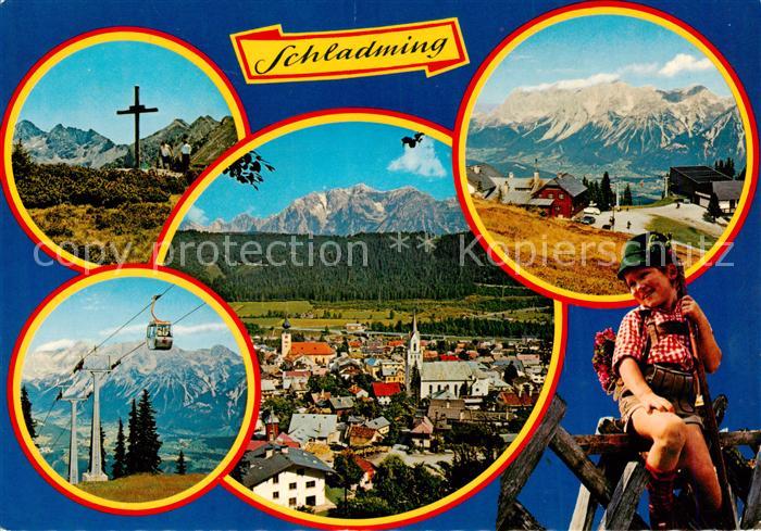 Schladming Obersteiermark AT mit Hohem Dachstein Planei mit Seilbergstation