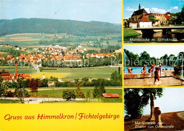 Himmelkron Panorama Mainbruecke mit Stiftskirche Freibad Marteristein der Graefi