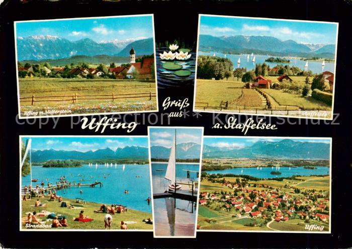 Uffing Staffelsee mit Wetterstein Staffelseepartie Strandbad Fliegeraufnahme