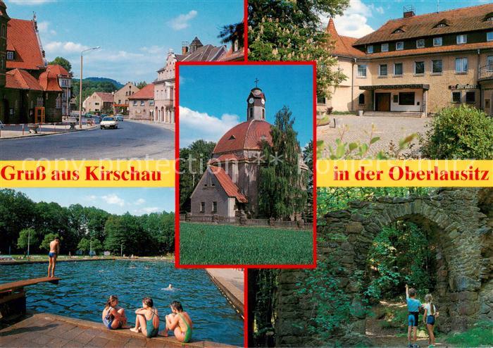 Kirschau Ortsansicht Kirche Schwimmbad Torbogen