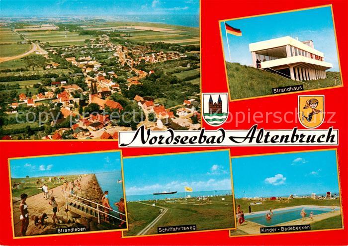 Altenbruch Cuxhaven Fliegeraufnahme Strandhaus Strandpartie Schiffahrtsweg Kinde