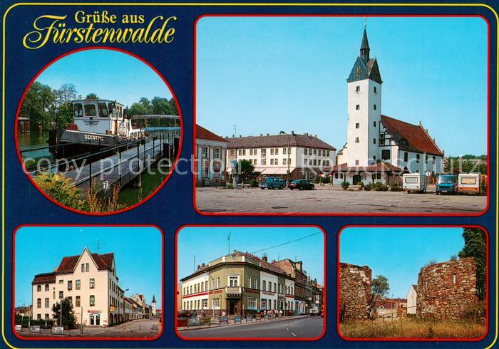Fuerstenwalde Spree Bootsanleger Kirche Ortsansichten Stadtmauer