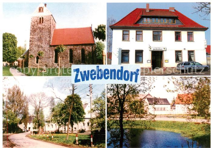 Landsberg Saale OT Zwebendorf Kirche Landgasthof Zwebendorf Teich