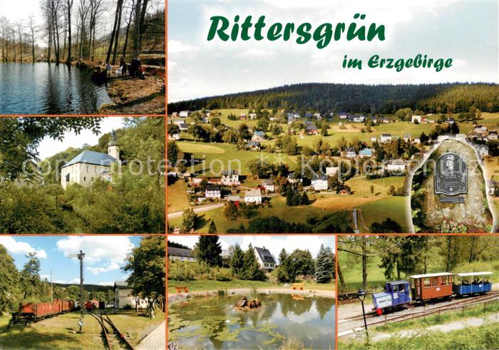 Rittersgruen Angelteich Pfarrkirche Panorama Schmalspur Museum Teich Parkbahn Ri
