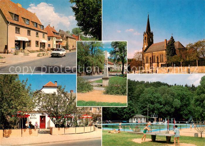 Berggiesshuebel Dorfstrasse Postmeilensaeule Kirche Cafe Ecke Freibad