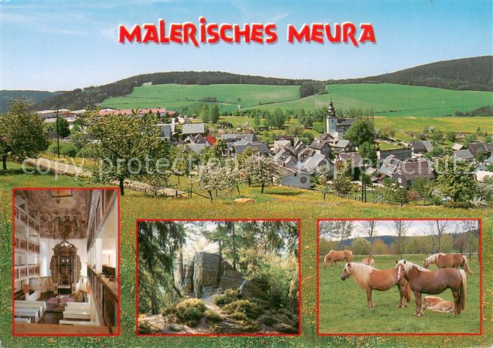 Meura Panorama Dorfkirche Meurasteine Haflinger Gestuet und Reiterhof