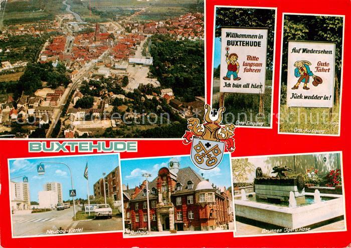 Buxtehude Fliegeraufnahme Ortseingang und Ausgang Schilder Neubau Viertel Rathau