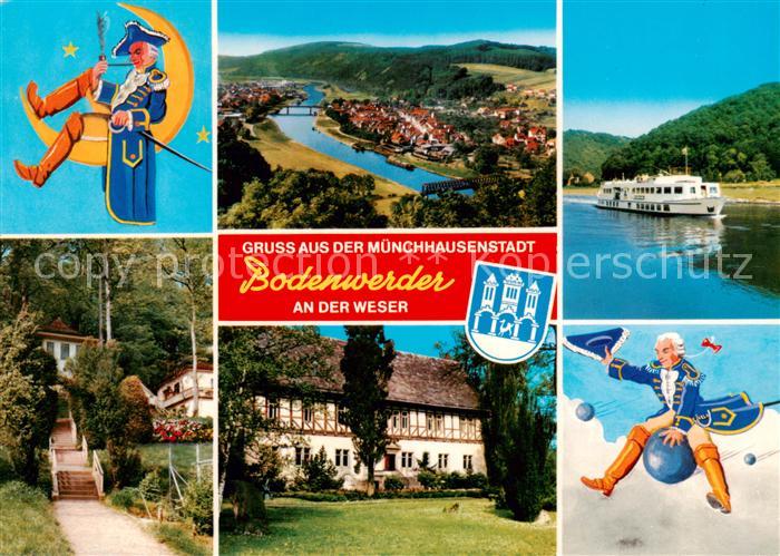 Bodenwerder Muenchhausenstadt Fliegeraufnahme Weserpartie Fachwerkhaus