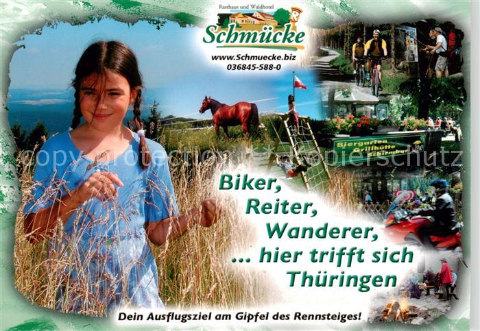 Schmuecke Gehlberg Thueringen Biker Reiter Wanderer Biergarten Grillhuette